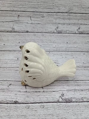 陶瓷白色鸟雕像泪珠镂空  — 第 1/4 张图片