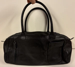 Marco Buggiani schwarze Leder Umhängetasche, Schultertasche, Doppelhenkel Handtasche - Bild 1 von 15
