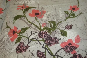 Cortina de ducha personalizada sin usar de colección tela de corteza floral plisada forrada 82" lg - Imagen 1 de 8