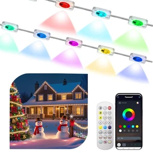 Luces exteriores permanentes para casa-100 pies luces exteriores inteligentes de Navidad con... - Imagen 1 de 9