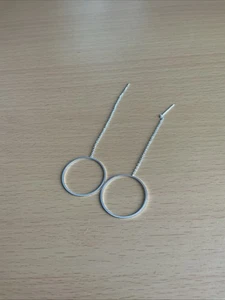 925 Silver Modernist Design Circle / Chain  Drop Earrings - Picture 1 of 6