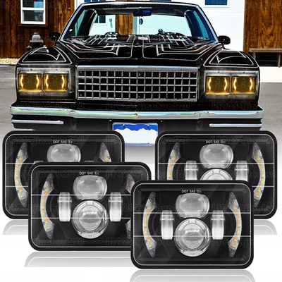 4 PIEZAS 4x6" pulgadas LED Faro Hi-Lo H4 Fit Chevrolet Monte Carlo 1980-1988 Camaro Foto 1 de 4