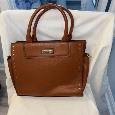 London Fog Leather( Faux) Carmel Brown Satchel Shoulder Bag Purse Preowned - Image 1 of 4