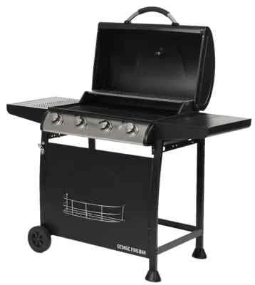 GEORGE FOREMAN GFGBBQ4B Portable 4 Burner Grill Gas BBQ - Black - Image 1 of 2
