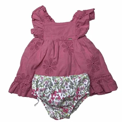 Girls Mayoral Pink Embroidered Ruffle Dress & Bloomer Shorts Set 6 Months - Image 1 of 4