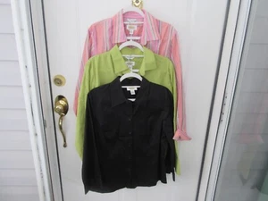 CHOOSE - Talbots Womens 3 Different Multi- Striped Button Down Tops w/Collars - Picture 1 of 17