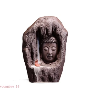 Estatua de Buda Buda Buda Zen Cascada Quemador de Incienso Arcilla Púrpura Incienso Incienso - Imagen 1 de 4