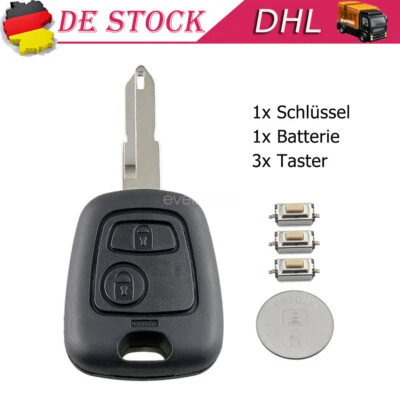 Schlüssel Ersatz 2 Tasten Gehäuse für Peugeot Citroen C1 C2 C3 206 107 307 Aygo