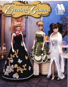 Annie's Attic Crochet Fashion Doll Evening Gowns Pattern Booklet #870114 Barbie - Picture 1 of 2