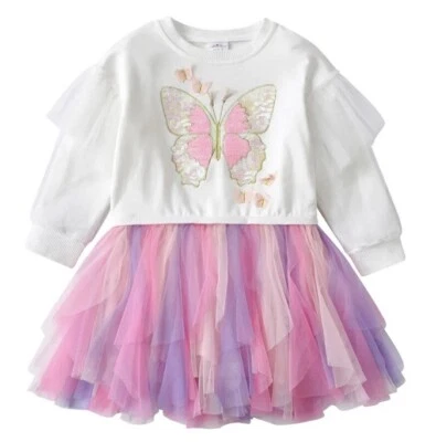 VIKITA So schön: Mädchen Kleid Baumwolle Schmetterling-Rockteil Gr. 104 NEU!