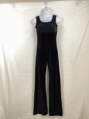  Mono Terciopelo Negro Mujer Talla M Recital Disfraz Drag Embellecido Giro  Foto 1 de 4