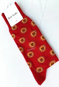 Paul Smith Hombres Calcetines - Rojo De BNWT / Gafas Sol Motivo Hecho en Italia - Imagen 1 de 2