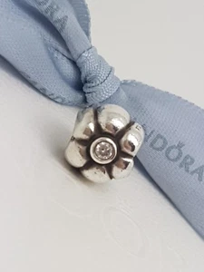 Authentic Pandora Sterling Silver Flower Charm with CZ Centre 790185CZ   - Picture 1 of 1