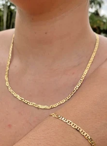 14K Gold Filled Necklace 20" Bracelet 7.5" Mariner Link Womens and Mens - Picture 1 of 6