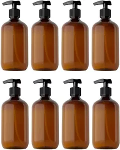 8X BPA-freie Kunststoff Bernstein Pumpspender Flasche für Lotion/Shampoo (10oz/300ml) - Bild 1 von 8