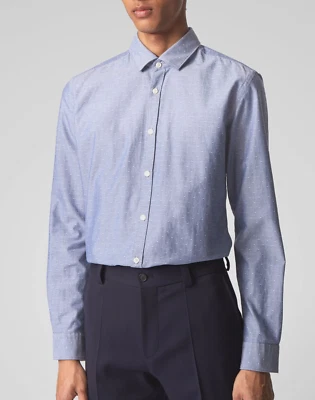 HUGO BOSS Cotton Blue Slim Fitted mens Casual Shirt MEDIUM - Image 1 of 4