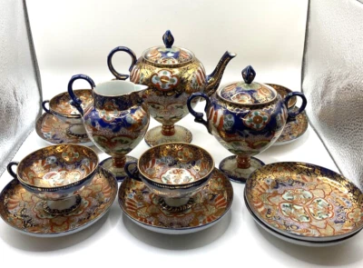 Antiguo juego de té japonés Nippon porcelana Imari Noritake? Oro Foto 1 de 4