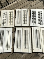 Vintage Wood Window Shutters White Interior Coverings 6 Pair Distressed Shabby