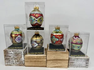 5er Set Abt 56 handbemalt Glas Ei Weihnachtsschmuck Glitzer & Schmuck - Bild 1 von 18