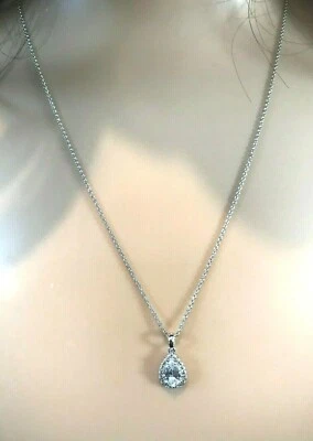 Nueva Impresionante Cadena Austriaca Pequeña Pera Forma A+++ Cristal Plata y 18"" Foto 1 de 2