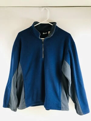 Athletic Works Jacket, Men's Size Medium, Navy Blue, Gray, Quarter Zip, Fleece - Image 1 of 4