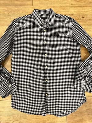 Camisa con botones Barney’s New York para hombre talla M azul a cuadros 100 % algodón Foto 1 de 4