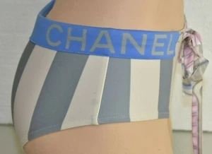 NEW Chanel 2 Pc Two Piece BIKINI Swimming Bathing Swim Suit Blue Pink Grey 34 36 - Picture 1 of 9