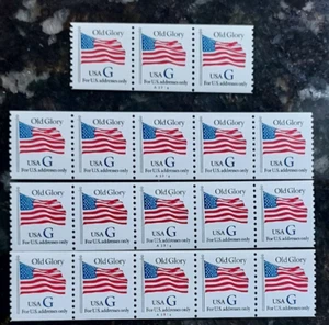 US Stamps #2889 32c. G Old Glory Plate-A3314-3 Coil Strip of 5/1 strip of 3  MNH - Picture 1 of 5