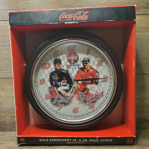 Brand New In Box NASCAR Coca-Cola Dale Earnhardt Jr. & Sr. Wall Clock! Cover
