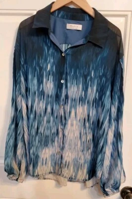 Blusa Camisa Bailey 44 Anthropologie Clarence Manga Abierta PEQUEÑA - Helecho Medianoche Foto 1 de 4