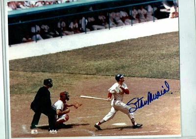SWINGING STAN THE MAN MUSIAL AUTOGRAPHED 8X10 GREAT LOOKING ST LOUIS CARDINALS - Image 1 of 2