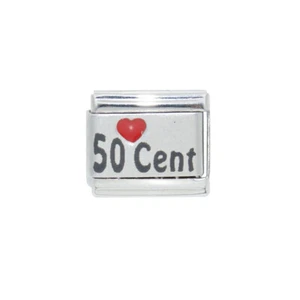 Love 50 Cent Laser Charm - passend für 9mm klassische italienische Bettelarmbänder - Bild 1 von 1