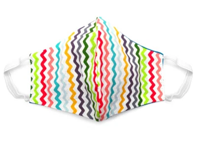 Fabric Face Mask Cotton Reusable Washable Adult Handmade in USA - Multi Chevron - Image 1 of 2