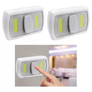 2 X Wall Switch Night Light COB LED Mini Dual Wireless Battery Operated Magnetic - Picture 1 of 1
