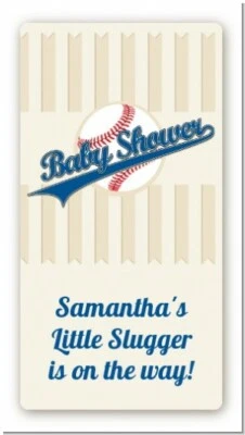Pegatinas rectangulares personalizadas de béisbol Little Slugger Baby Shower - biberón de 2 oz Foto 1 de 4