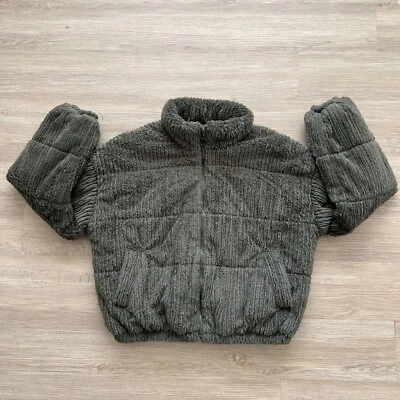 Chaqueta Bomber Wild Fable Cremallera Completa Puffer Cómoda Otoño Invierno Piel Sintética Verde Talla L Foto 1 de 4