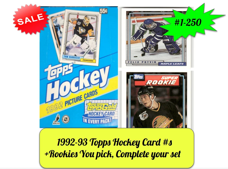 1992-93 Topps Hockey Card #s 1-250 +Rookies You pick, Complete your set - Image 1 of 1