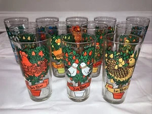VTG Twelve Days of Christmas Glasses Set 12 Highball Tumblers MCM 12oz w/LYRICS - Picture 1 of 24