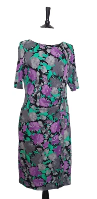 ☆ Per Una by Marks & Spencer Size 16 Dress Viscose Jersey Grey Purple Grey Print - Image 1 of 4
