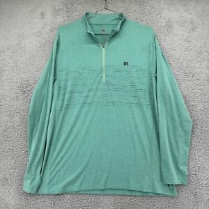 Travis Mathew Shirt Mens XL Green 1/4 Zip Performance Golf Pullover Lightweight