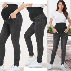 NWT Maternity Jeans Over The Belly Slim Stretchy High Waist Denim Skinny Pants M - Picture 1 of 12