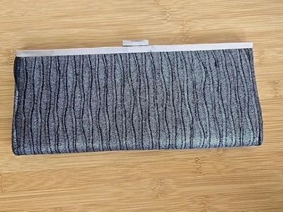 Style & Co Silver & Black Textured Clutch Evening Bag Costume Party Wedding - Image 1 of 4