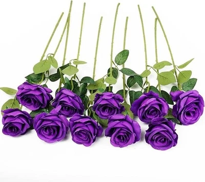 10 rosas de seda tallo largo flores artificiales boda decoración del hogar - elige el color Foto 1 de 2