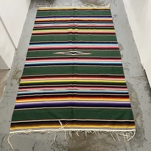 Vintage Saltillo Blanket Runner Mexican 50x85 Southwest Wool - Picture 1 of 3