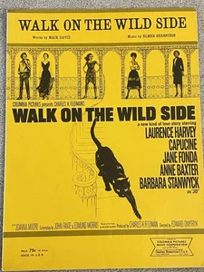 1961 WALK ON THE WILD SIDE Title Song Sheet Music by Elmer Bernstein, Mack David - Picture 1 of 5