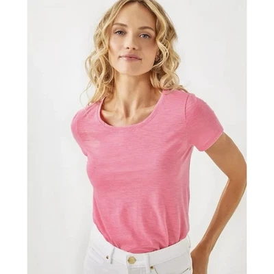 NUEVO CON ETIQUETAS Camiseta Lilly Pulitzer Etta Cuello Redondo Mujer Talla XS Rousseau Rosa Camiseta Prenda para el torso Foto 1 de 4