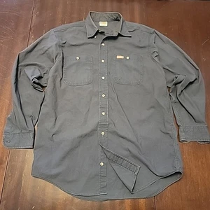 Vintage Carhartt Made In USA Mens Shirt Long Sleeve Button Down Canvas Grey M - Picture 1 of 8