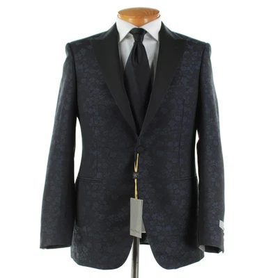 Chaqueta de cena Canali nueva con etiquetas mezcla de lana talla 48R (38R EE. UU.) en azul floral Foto 1 de 4