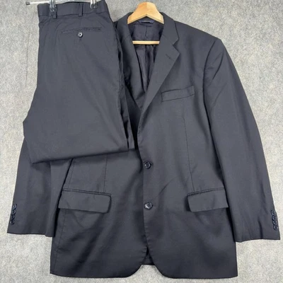 Brooks Brothers 1818 Madison Suit Mens 44L W39 Black Wool Two Button USA - Image 1 of 4