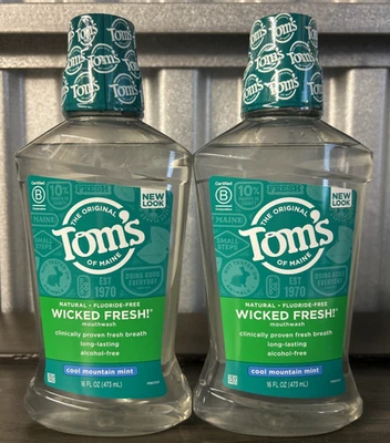 Enjuague bucal Tom's of Maine Wicked Fresh Cool Mountain Mint 16 oz paquete de 2 -9/2027 Foto 1 de 2